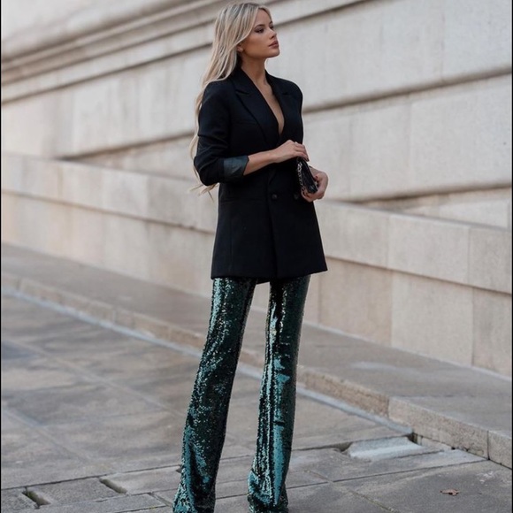NWT Zara Flared Sequin Pants - Picture 14 of 16